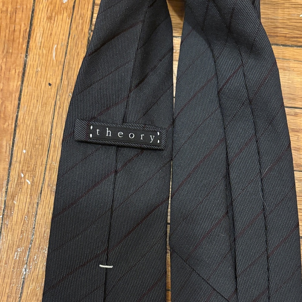 Theory Black Striped Tie - Picture 2 of 6